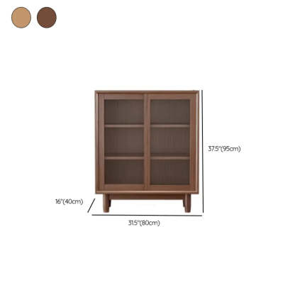 Sleek Walnut Wood Clear Door Sideboard