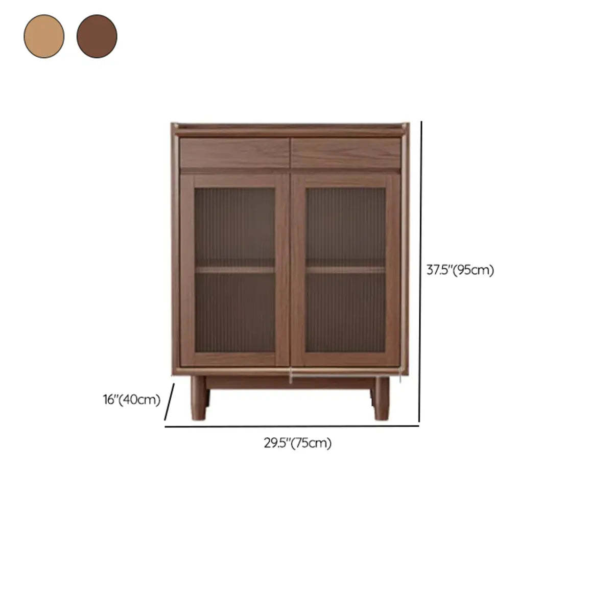 Sleek Walnut Wood Clear Door Sideboard
