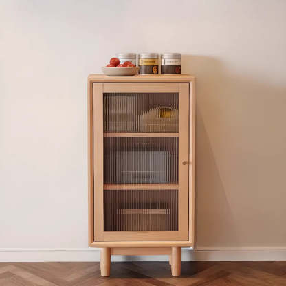 Sleek Walnut Wood Clear Door Sideboard — Walnut