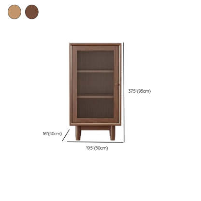 Sleek Walnut Wood Clear Door Sideboard