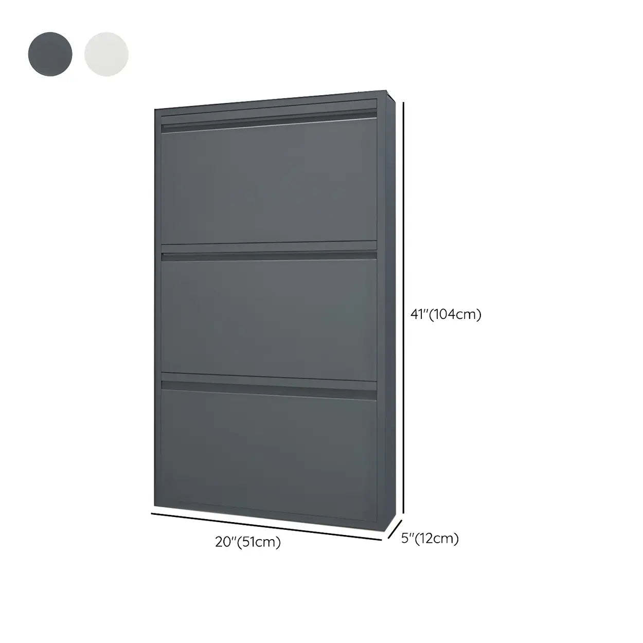 Slim Wall-Mounted Drop-Front Shoe Cabinet — Greyish-white