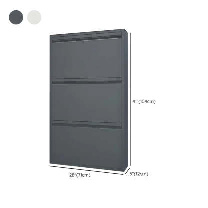 Slim Wall-Mounted Drop-Front Shoe Cabinet — Greyish-white