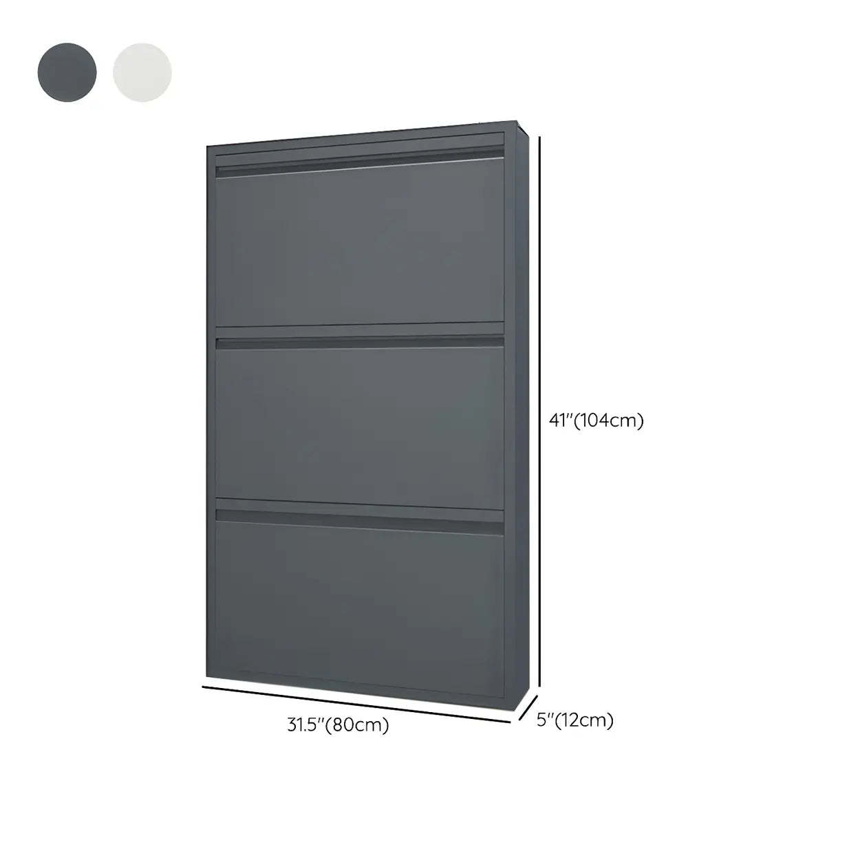 Slim Wall-Mounted Drop-Front Shoe Cabinet — Grey