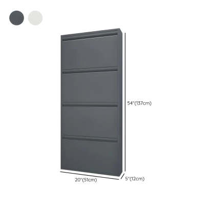 Slim Wall-Mounted Drop-Front Shoe Cabinet — Greyish-white