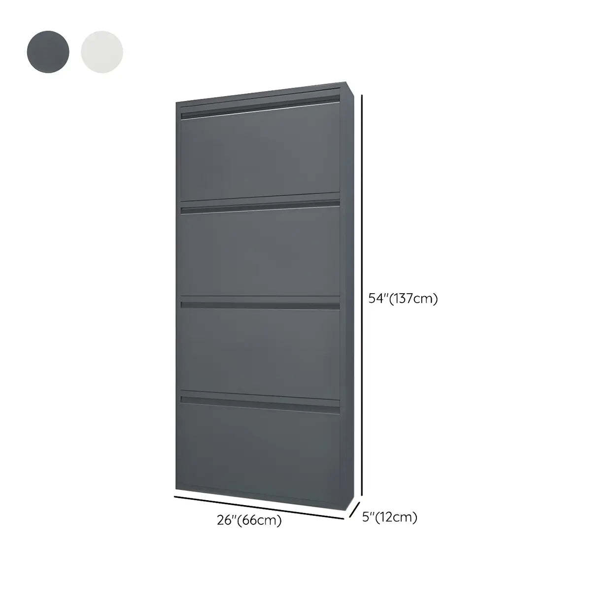 Slim Wall-Mounted Drop-Front Shoe Cabinet — Grey