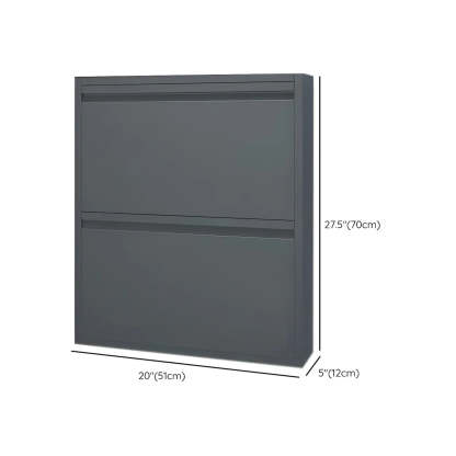 Slim Wall-Mounted Drop-Front Shoe Cabinet — Grey
