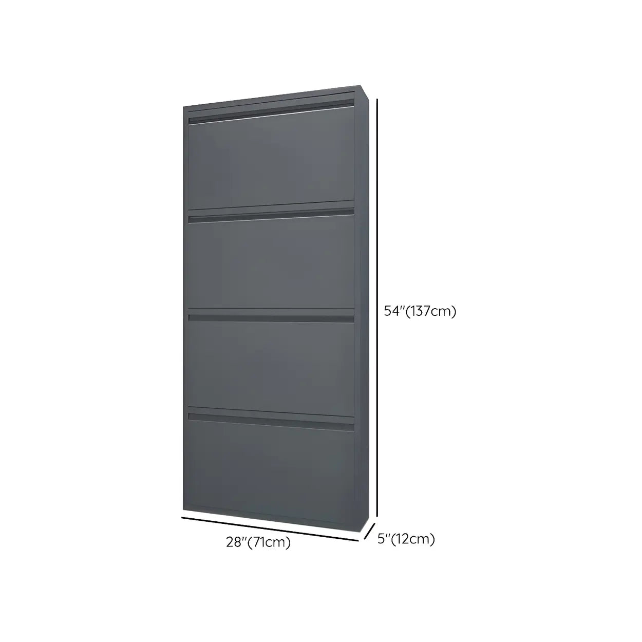 Slim Wall-Mounted Drop-Front Shoe Cabinet — Greyish-white