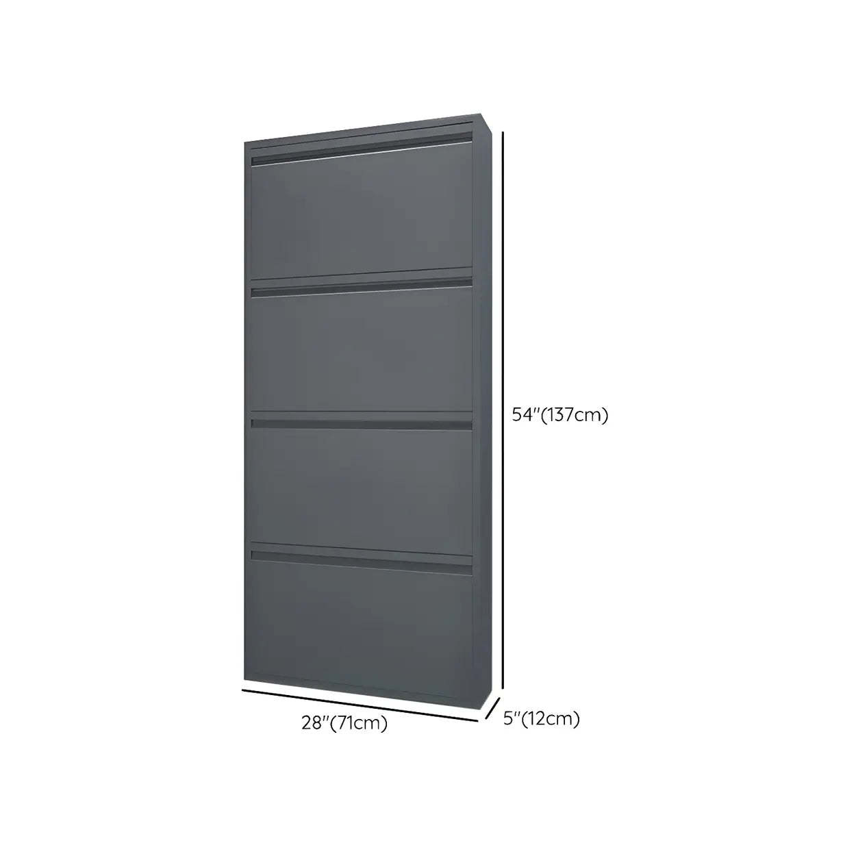 Slim Wall-Mounted Drop-Front Shoe Cabinet — Greyish-white