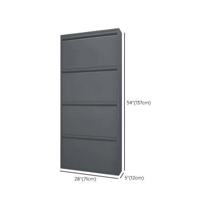 Slim Wall-Mounted Drop-Front Shoe Cabinet — Greyish-white