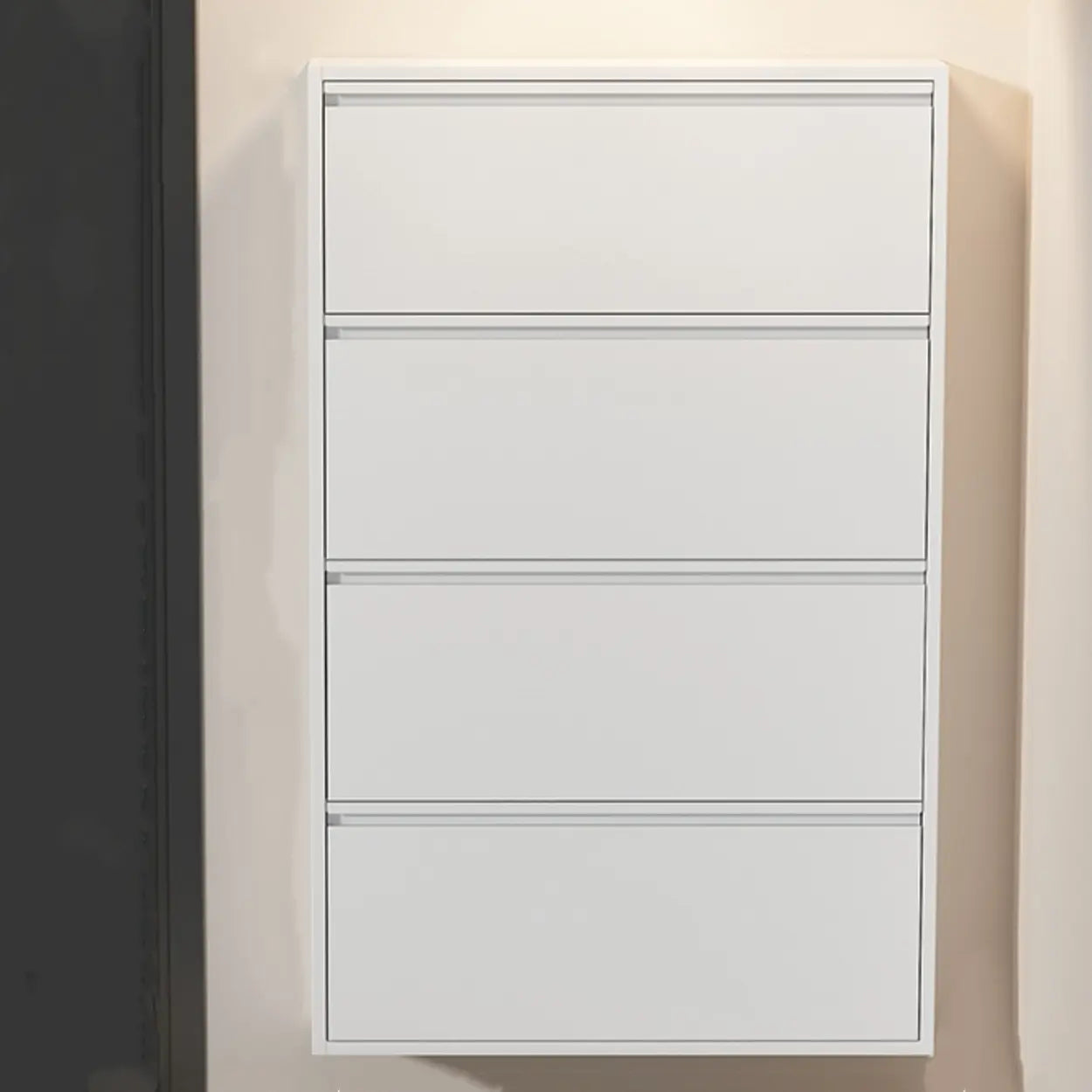 Slim Wall-Mounted Drop-Front Shoe Cabinet — Grey