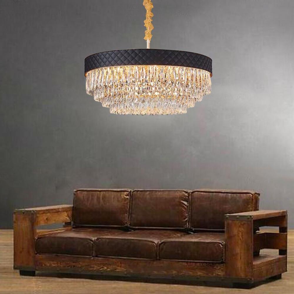 Modern drum plated chandeliers in crystal — Beige