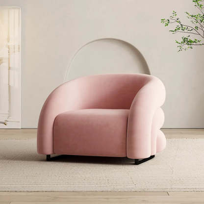 Sloped-Arm Fixed-Back Wood Sled Accent Chair