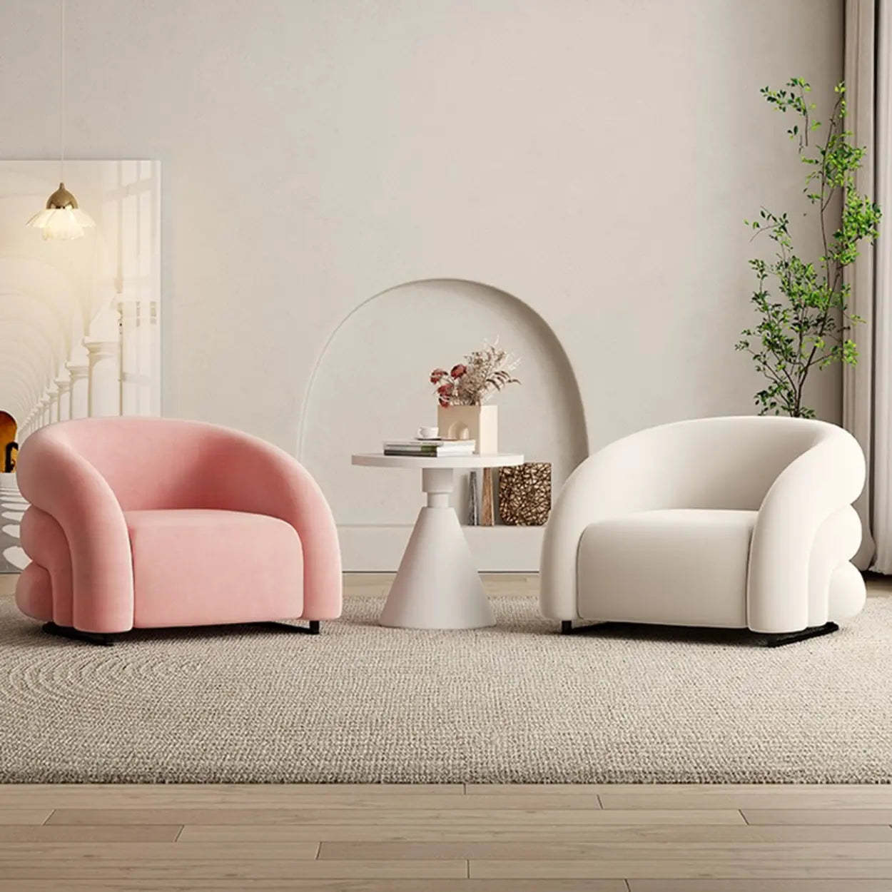 Sloped-Arm Fixed-Back Wood Sled Accent Chair