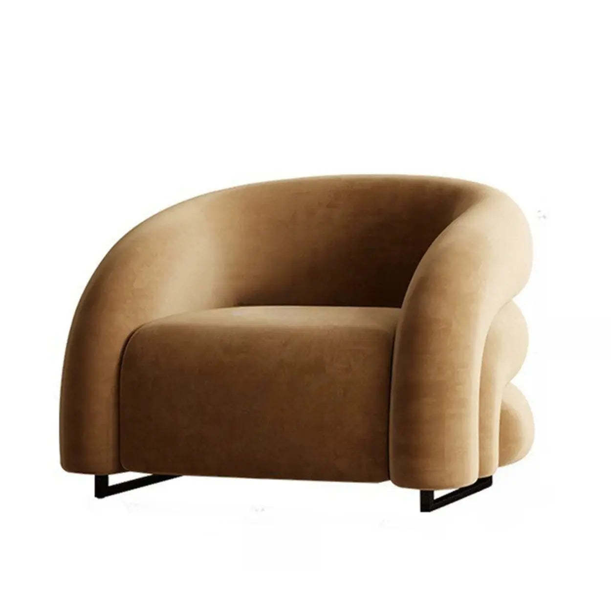 Sloped-Arm Fixed-Back Wood Sled Accent Chair