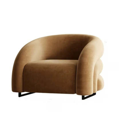 Sloped-Arm Fixed-Back Wood Sled Accent Chair