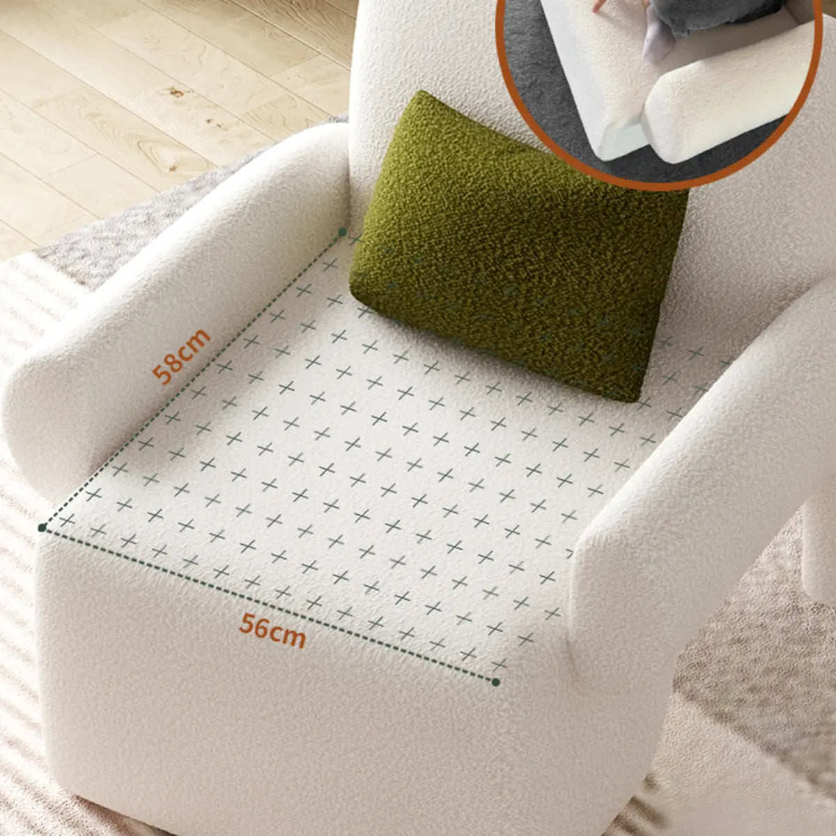 Small Beige Sherpa Pillow Back Reclining Arm Chair — Light Gray / Sherpa