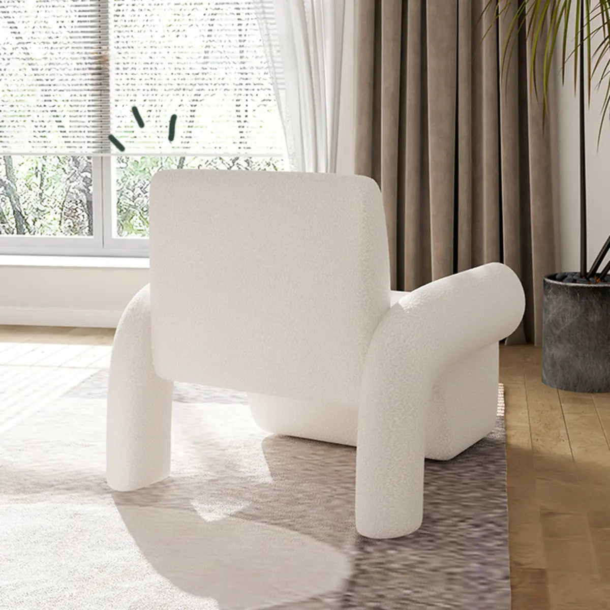 Small Beige Sherpa Pillow Back Reclining Arm Chair