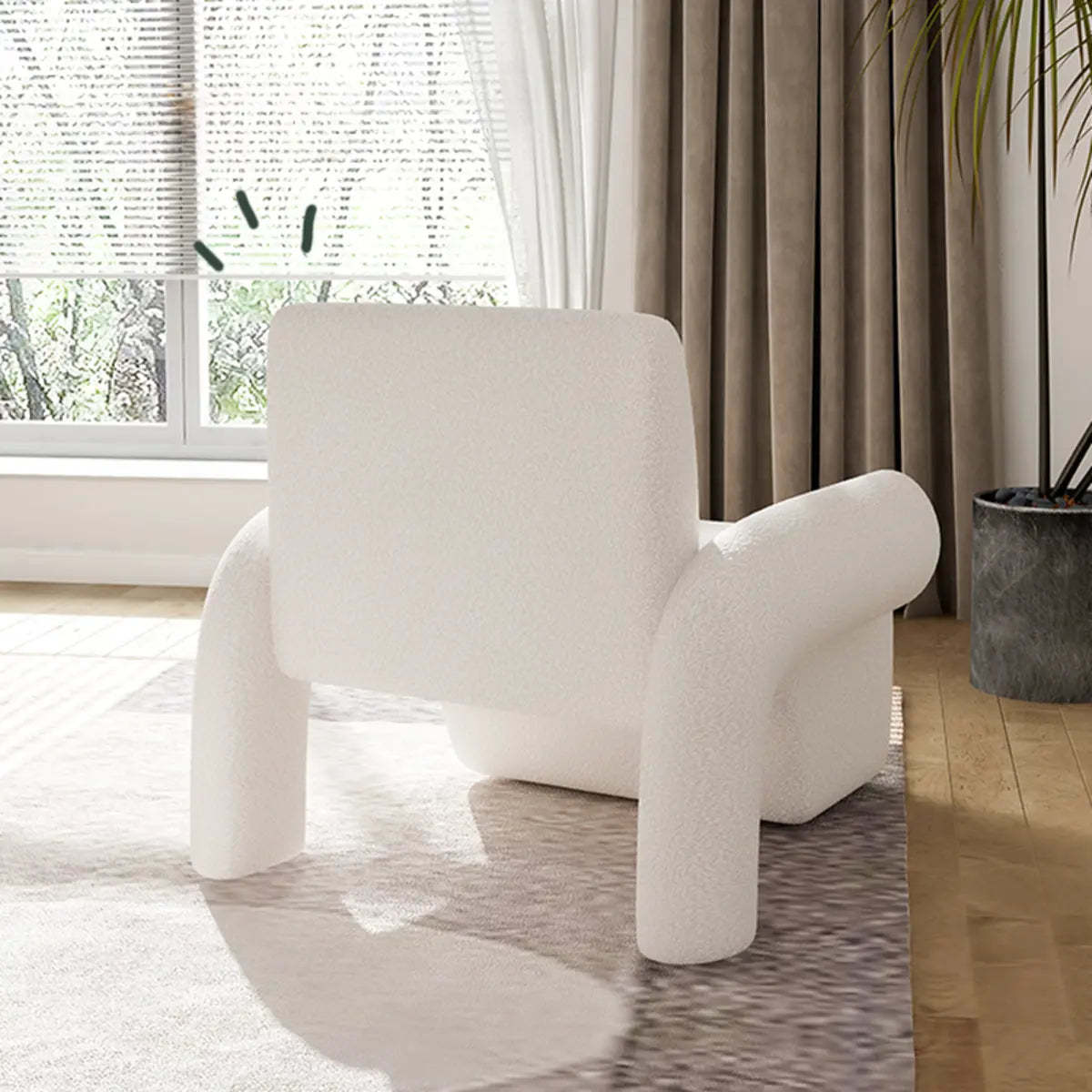 Small Beige Sherpa Pillow Back Reclining Arm Chair