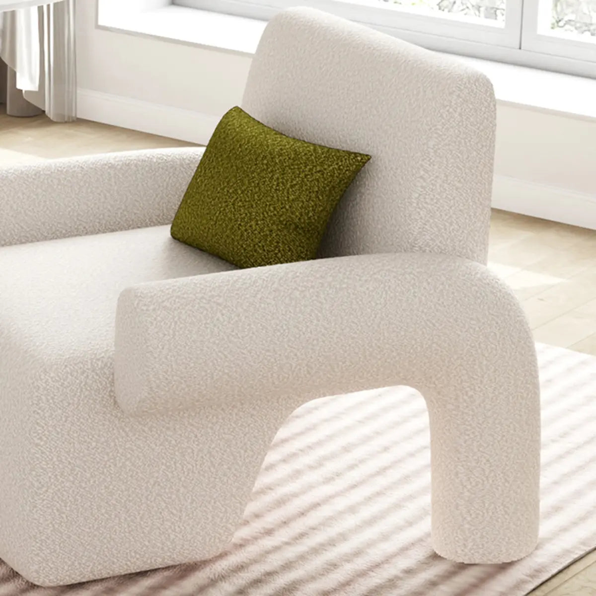 Small Beige Sherpa Pillow Back Reclining Arm Chair