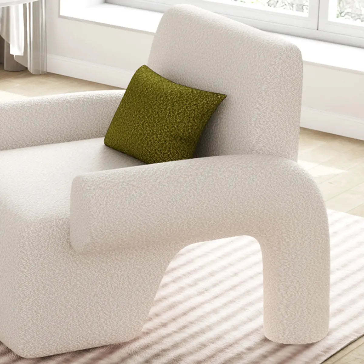 Small Beige Sherpa Pillow Back Reclining Arm Chair