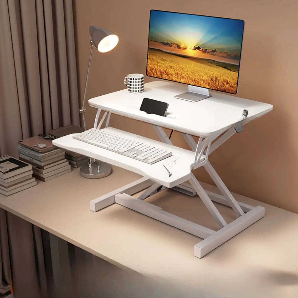 Lighom narrow desk wood desks for hallway — 26" L x 16" W x 19" H / White