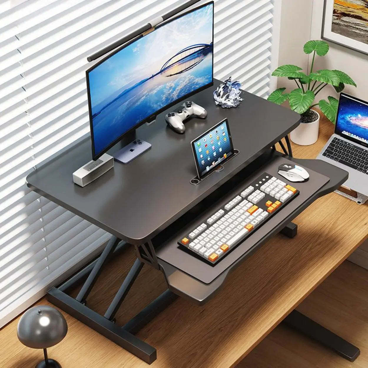 Narrow Foldable Adjustable Wood Writing Desk — White / Table Only