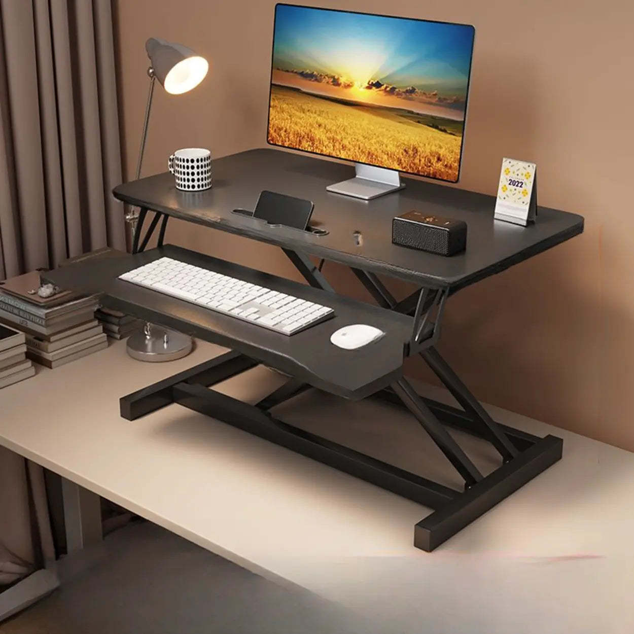 Narrow Foldable Adjustable Wood Writing Desk — White / Table Only