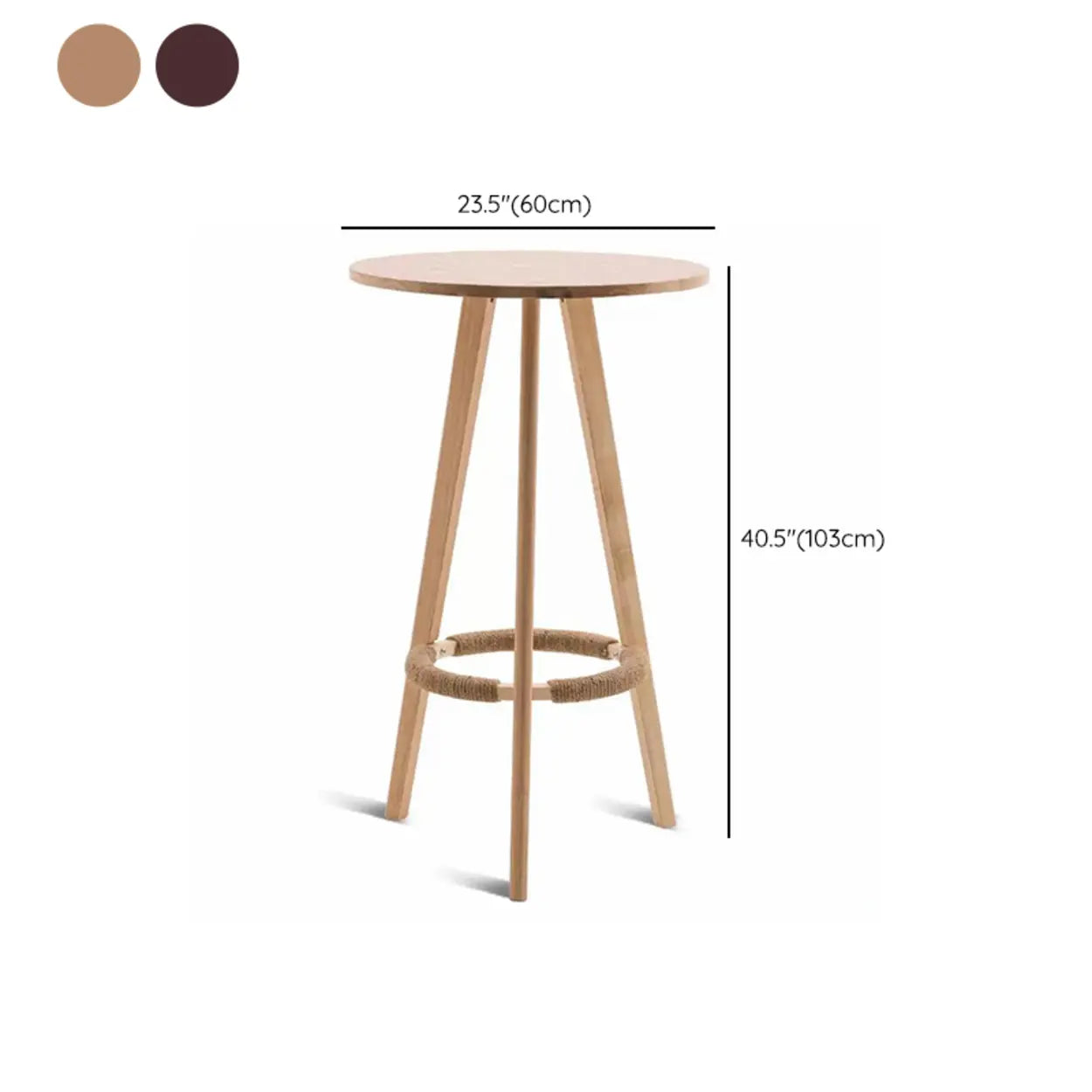 Small Natural Round Rubberwood Bar Table