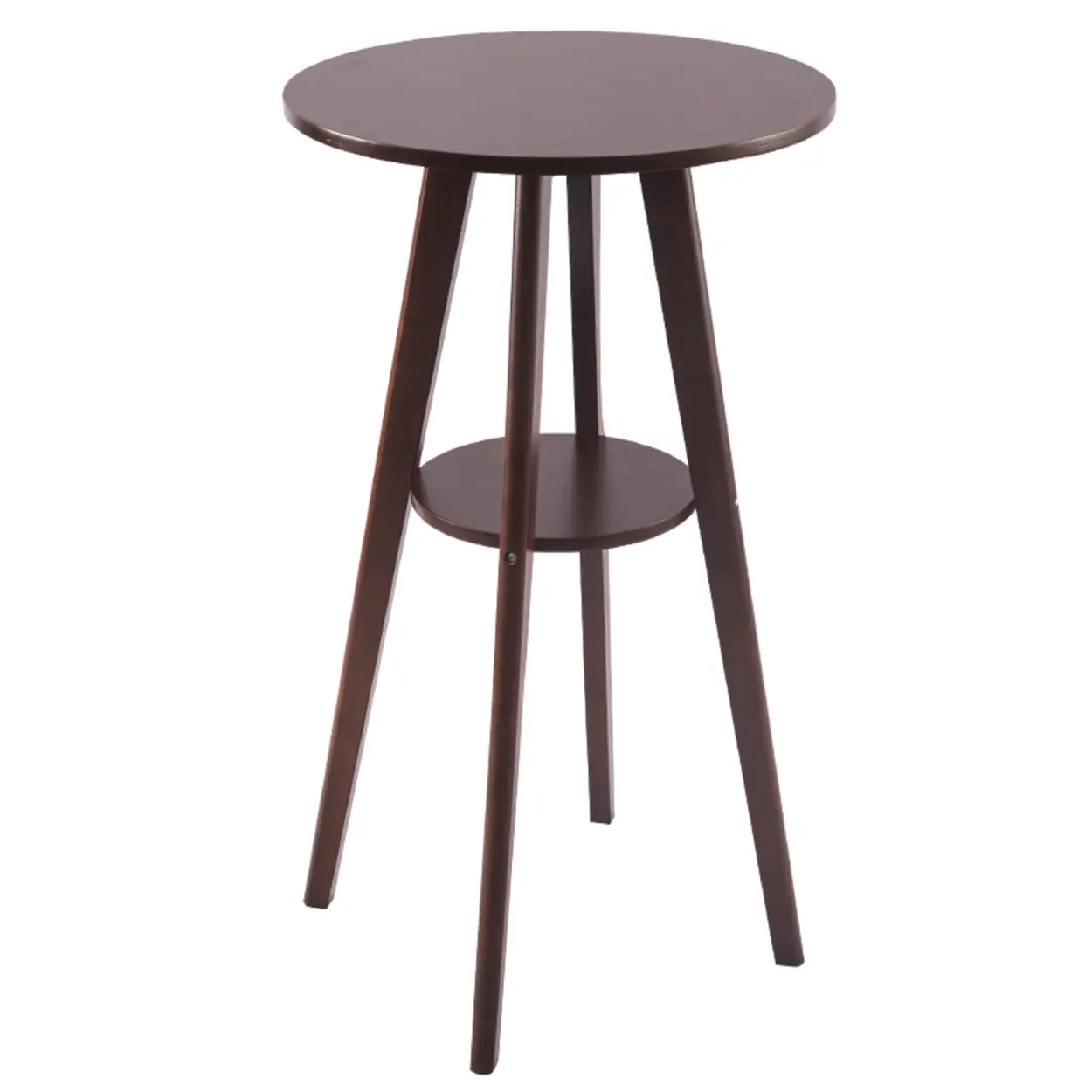 Small Natural Round Rubberwood Bar Table — Brown / Storage Not Included / Table Only