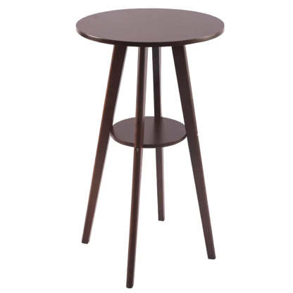 Small Natural Round Rubberwood Bar Table — Brown / Storage Not Included / Table Only