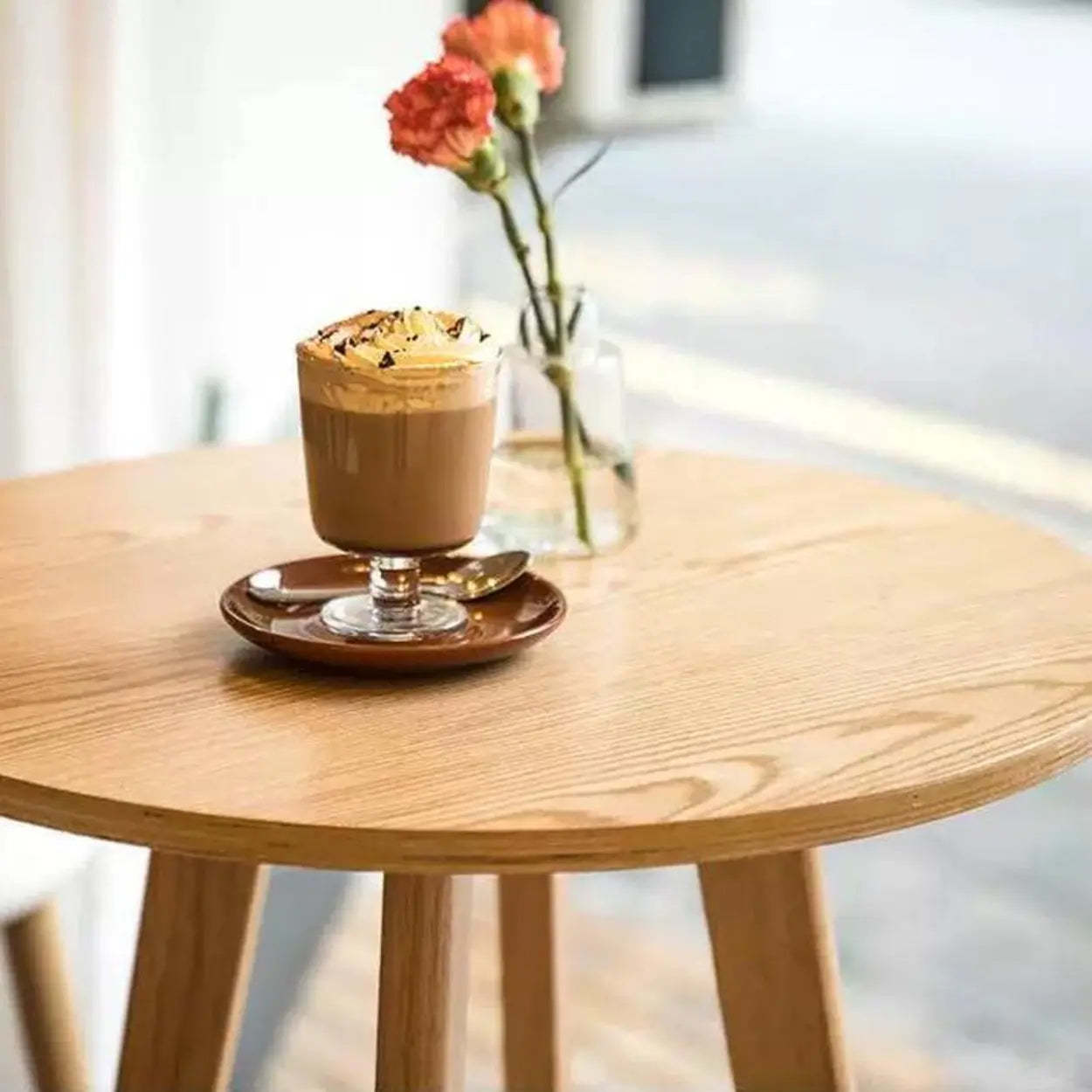 Small Natural Round Rubberwood Bar Table