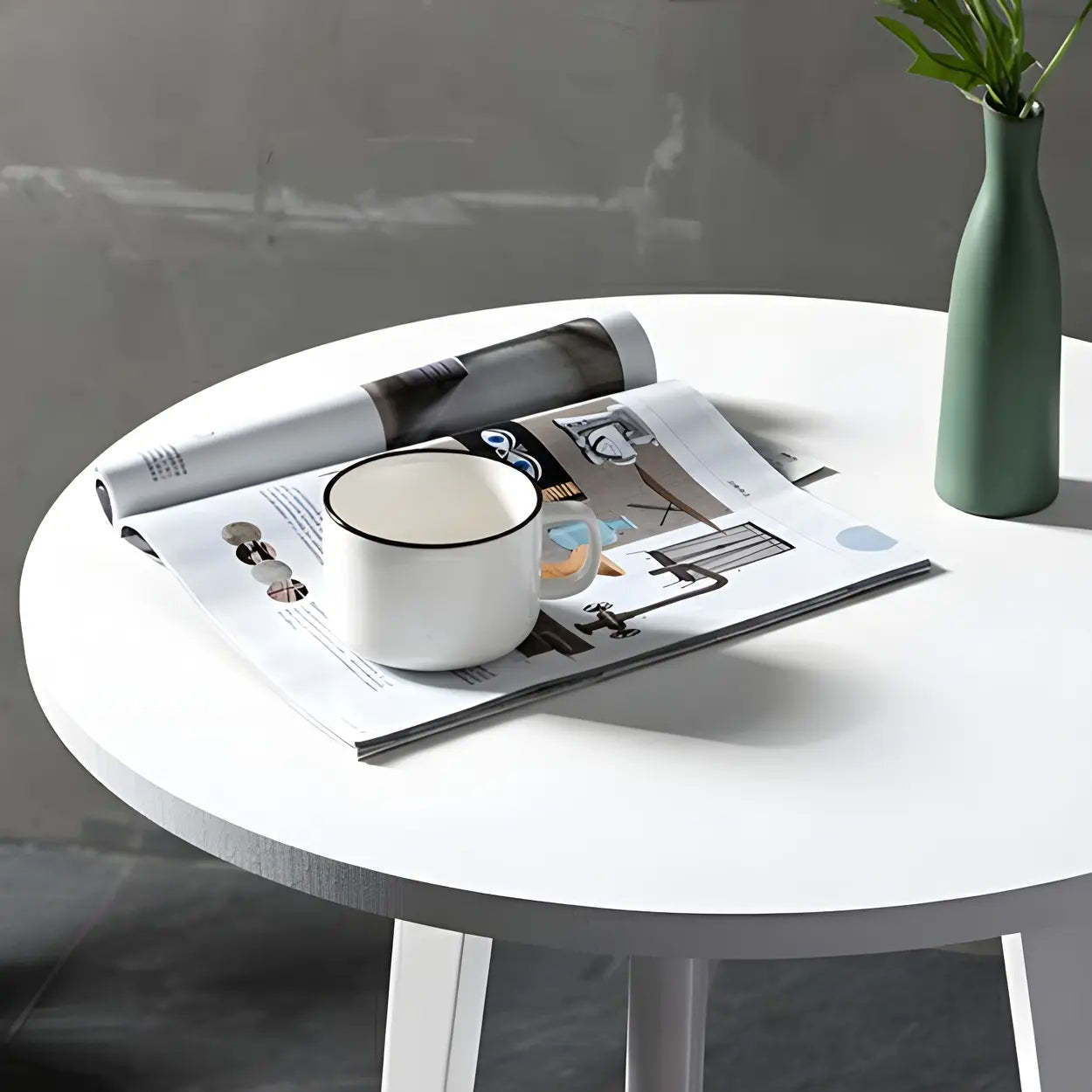 Small Natural Round Wood Bar Table with Storage