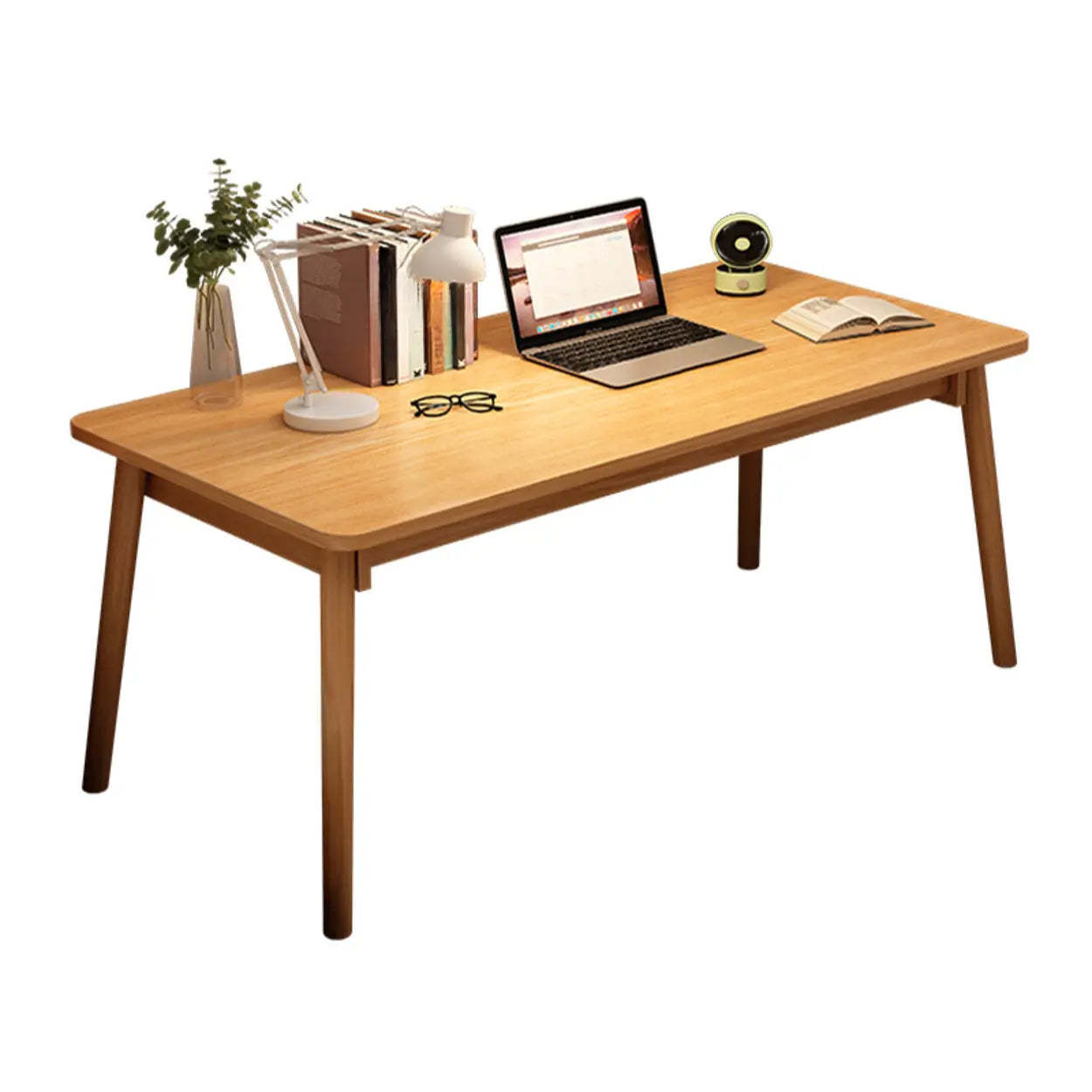 Small Rectangular Natural Wood Writing Desk — White / Table Only