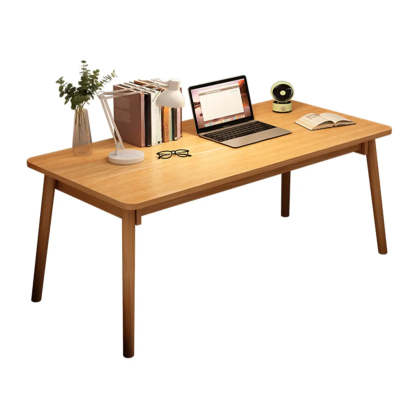Small Rectangular Natural Wood Writing Desk — White / Table Only