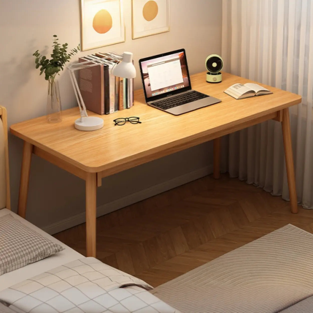 Small Rectangular Natural Wood Writing Desk