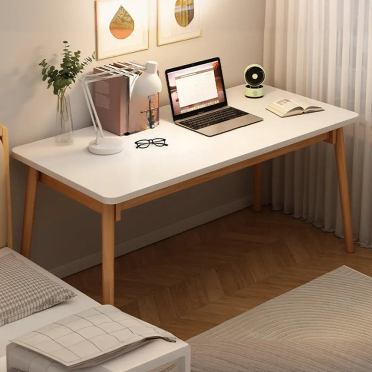 Small Rectangular Natural Wood Writing Desk