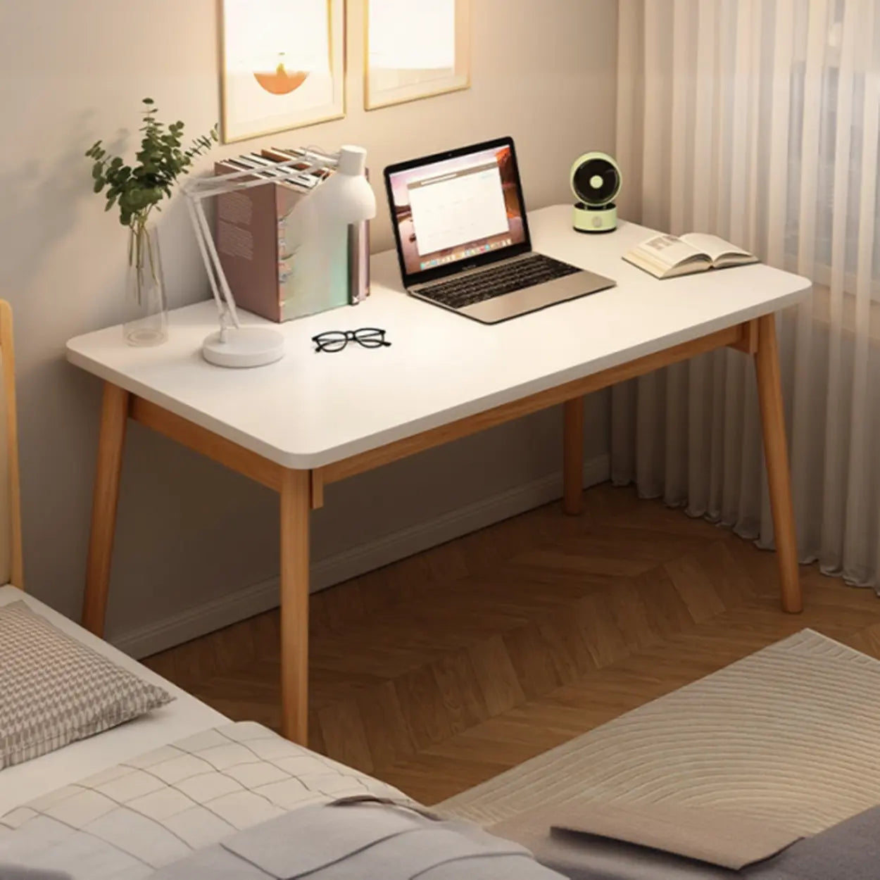 Small Rectangular Natural Wood Writing Desk