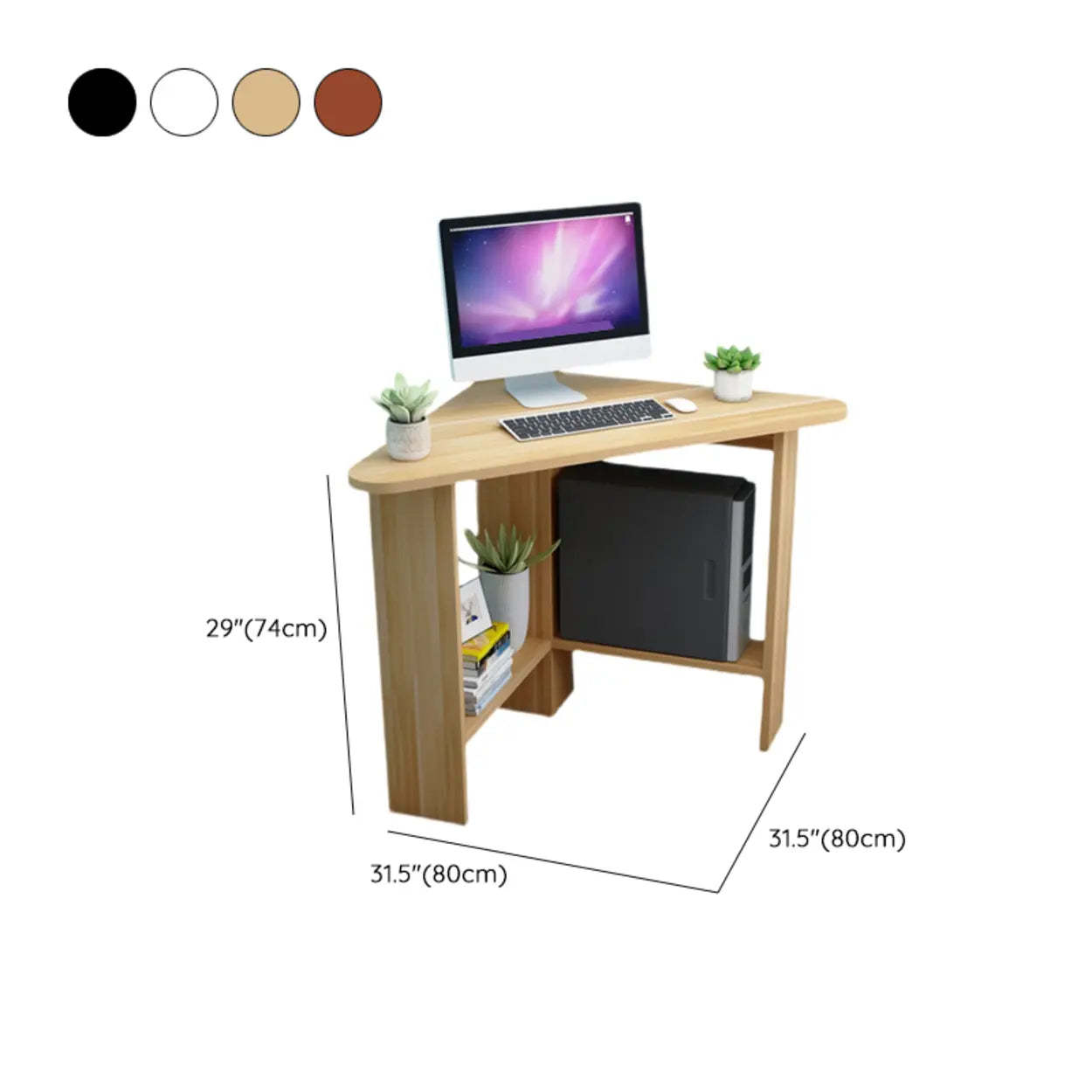 Small Wood Triangle Corner Computer Desk