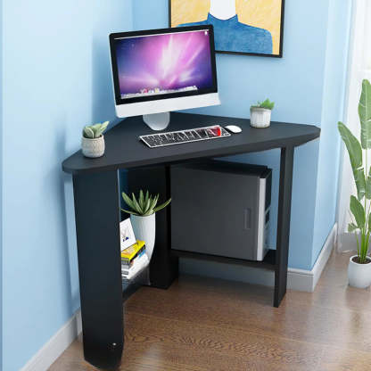 Small Wood Triangle Corner Computer Desk — Nut-Brown / Table Only