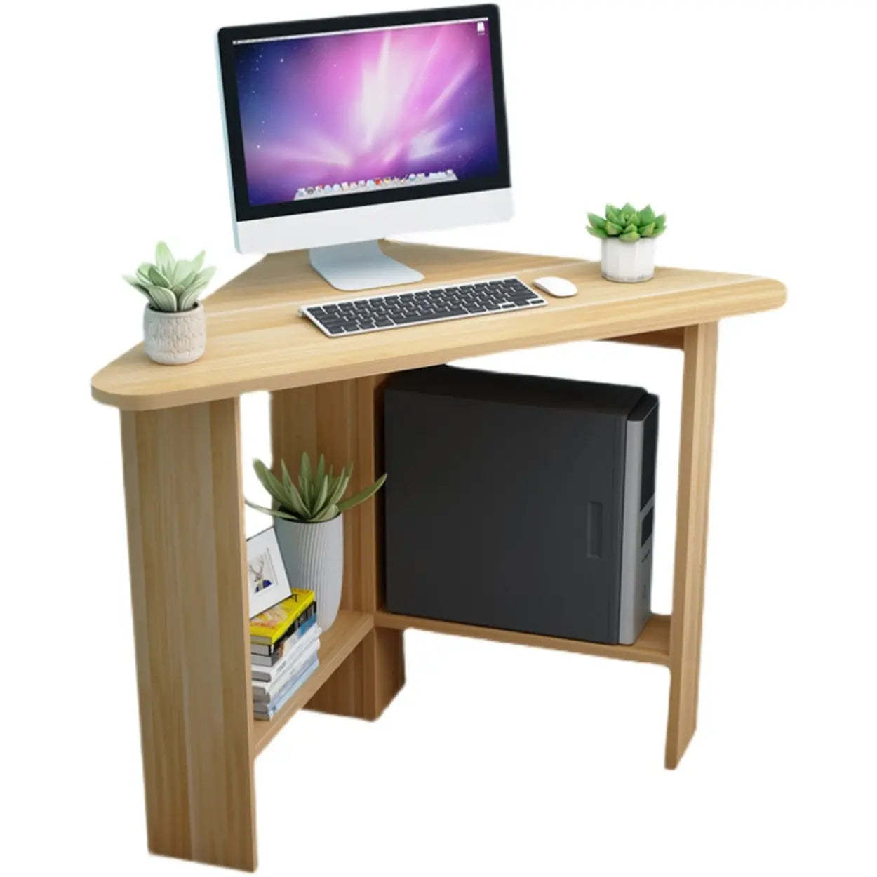Small Wood Triangle Corner Computer Desk