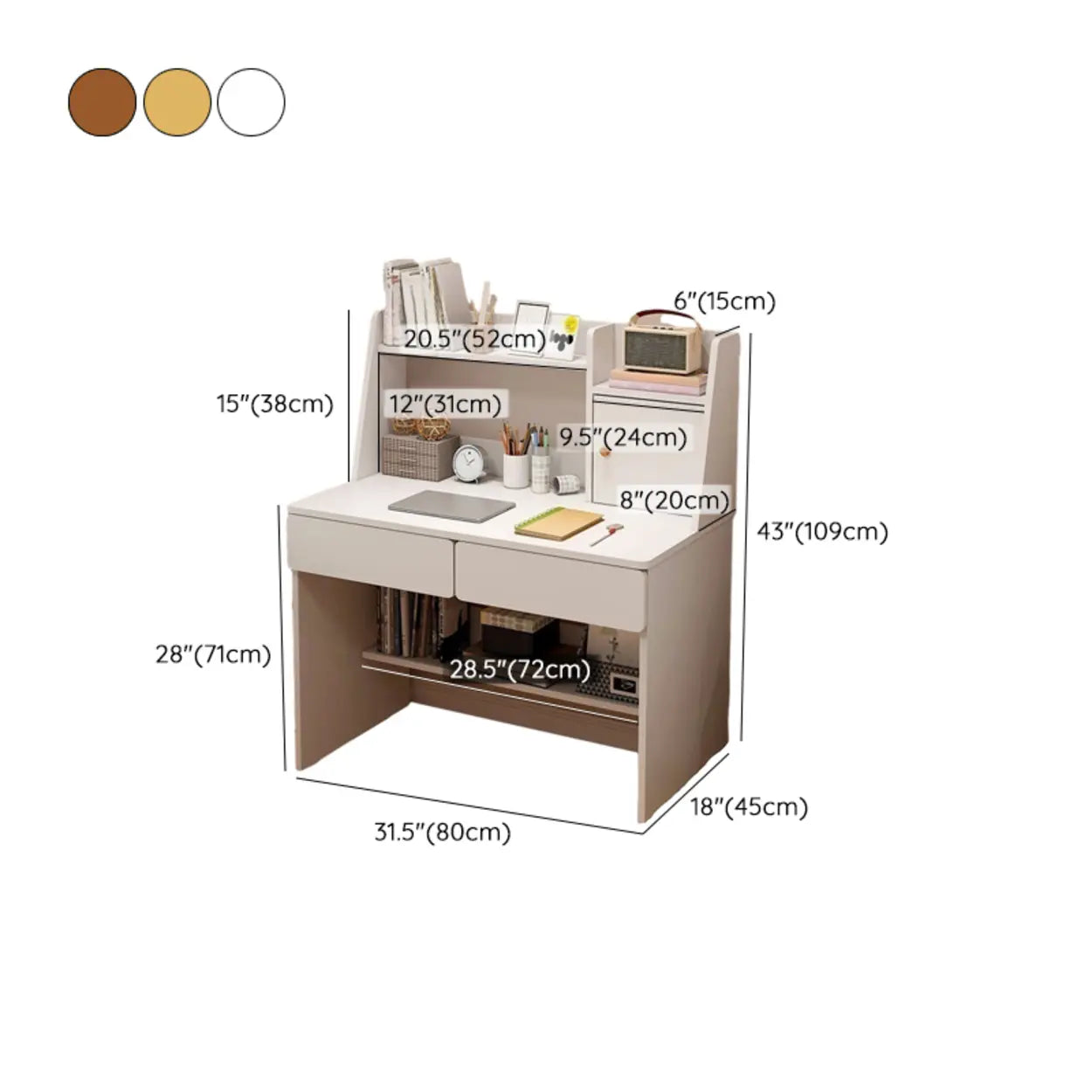 Small Wood Sled-Base Credenza Desk with Hutch
