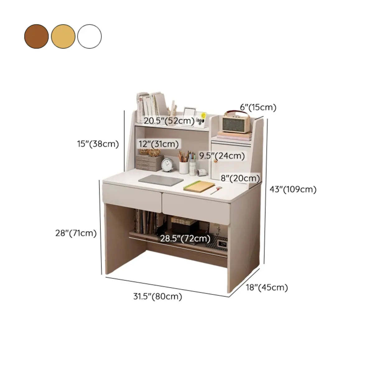 Small Wood Sled-Base Credenza Desk with Hutch