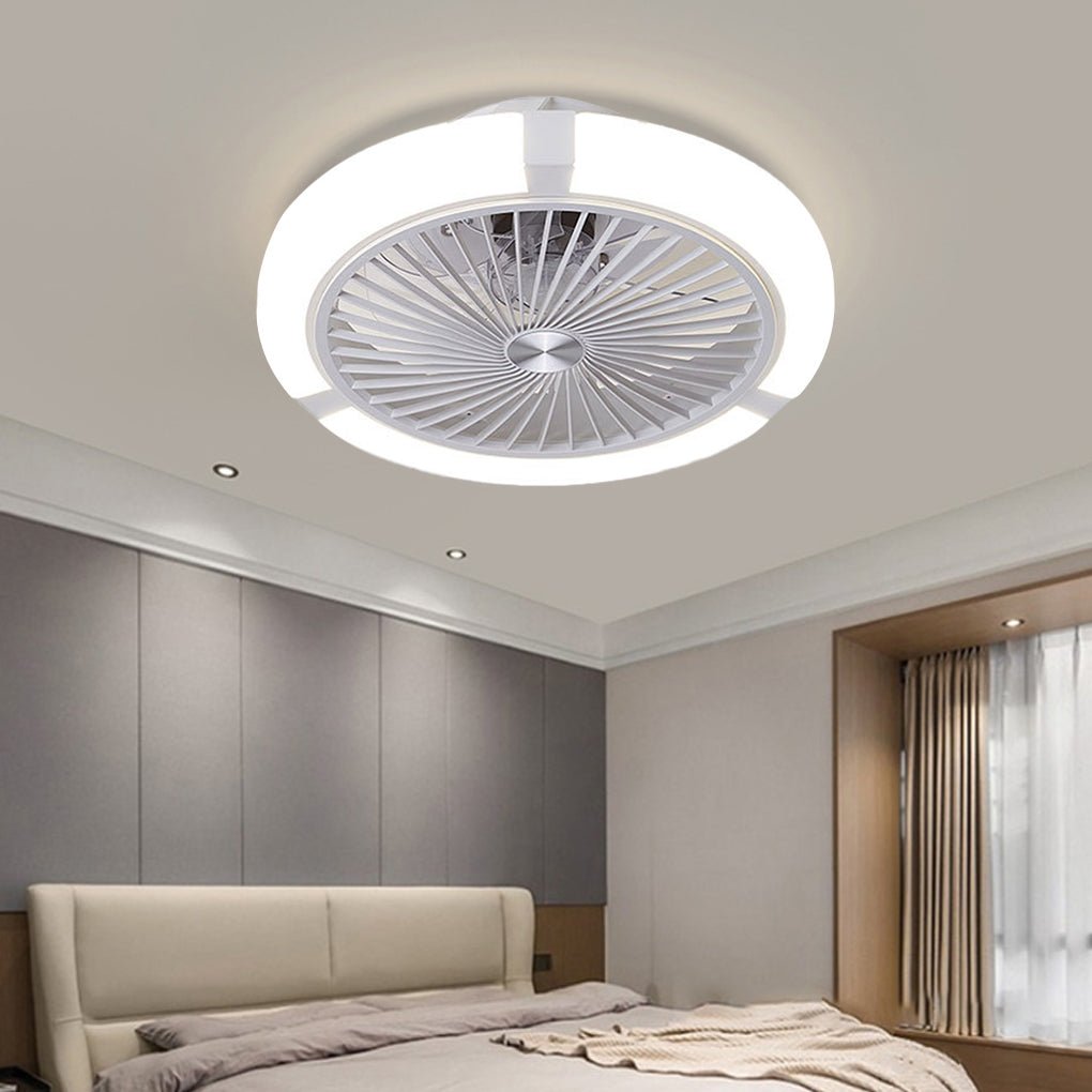 Round Dimming LED Modern Inverter Bladeless Ceiling Fan with Lights-Lighom
