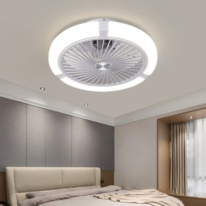 Round Dimming LED Modern Inverter Bladeless Ceiling Fan with Lights-Lighom