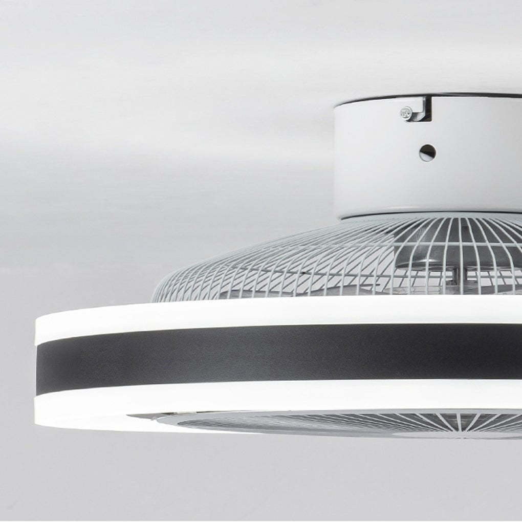 Round Dimming LED Modern Inverter Bladeless Ceiling Fan with Lights-Lighom