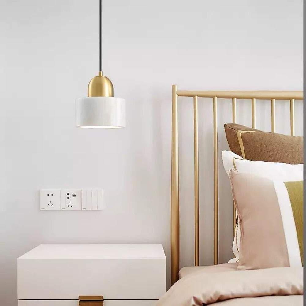 Modern artistic mini black pendant lighting, Lighom — 6" H x 6" Dia / White