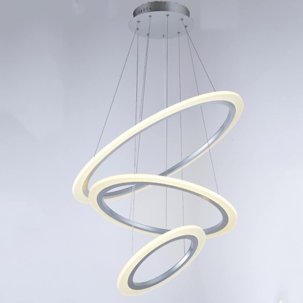 Modern 3-ring chandeliers in synthetic — Cool White (6000K)