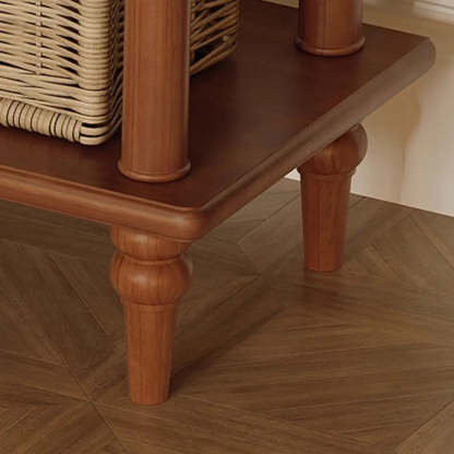 Soft-Close Wood Rectangular Brown Console Table