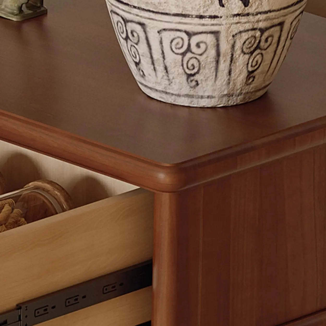 Soft-Close Wood Rectangular Brown Console Table