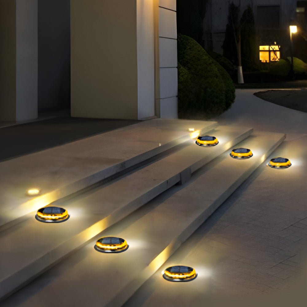 Black Disc Solar LED Pathway Light 4-Pack